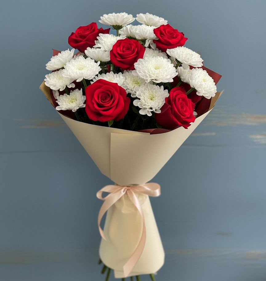 Букет цветов из: Розы и Хризантемы в Дмитриевка Уфимский район