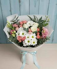 Букет цветов из:  Розы, Лизиантусы и Хризантемы в Дмитриевка Уфимский район