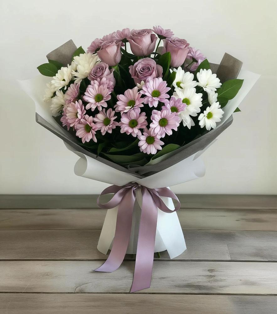 Букет цветов из: Хризантемы и Розы в Дмитриевка Уфимский район