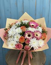 Букет цветов из:  Розы, Герберы и Хризантемы в Дмитриевка Уфимский район