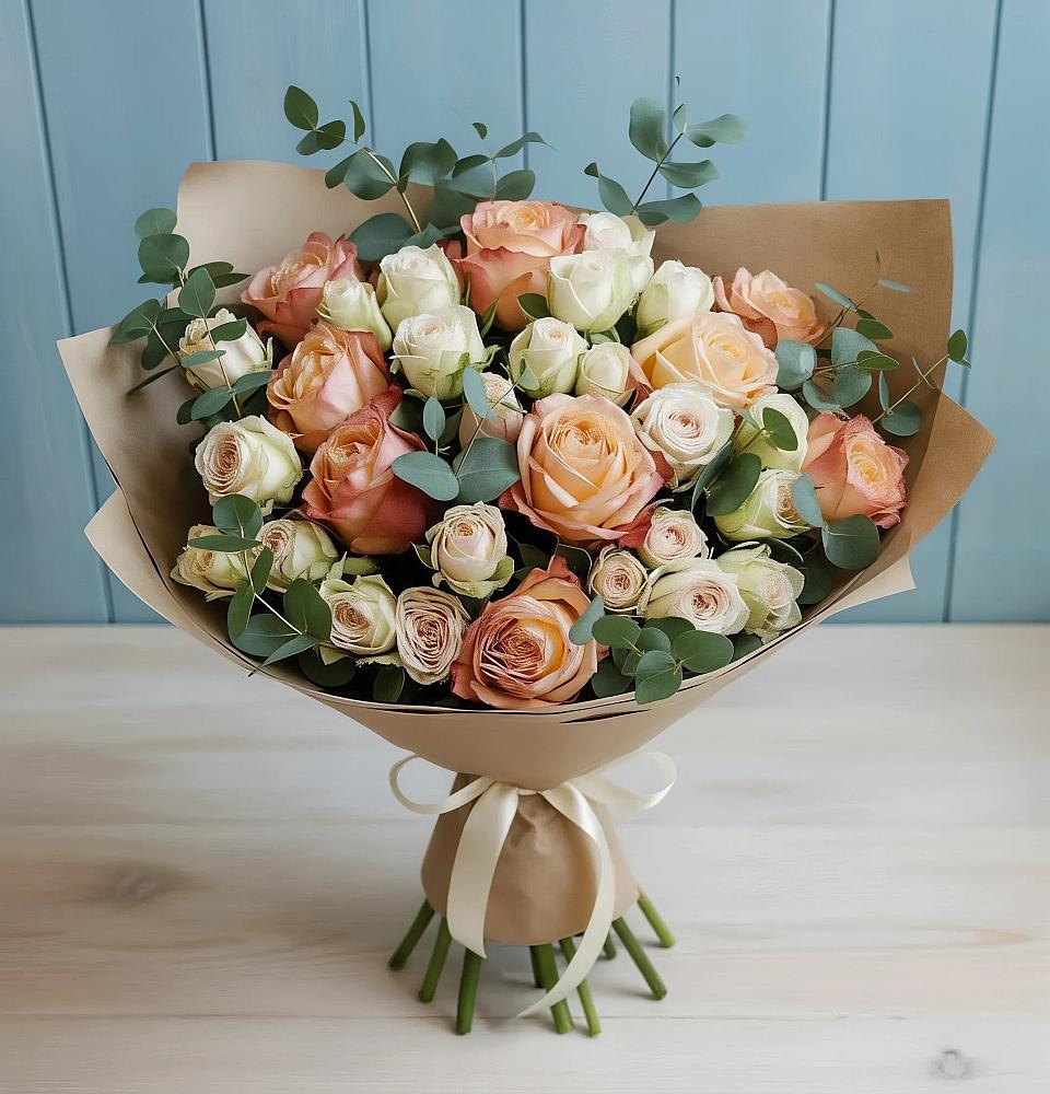 Букет цветов из: Альстромерии и Розы в Дмитриевка Уфимский район