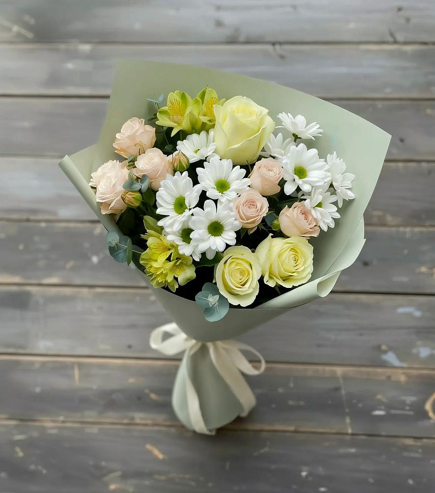 Букет цветов из: Альстромерии, Розы и Хризантемы в Дмитриевка Уфимский район