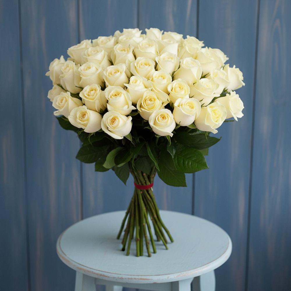 Букет 51 Белая роза Эдлесс Лав в Дмитриевка Уфимский район