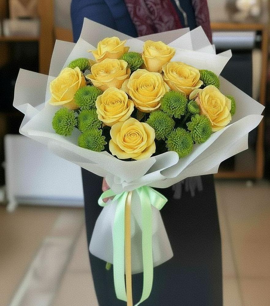 Букет цветов из: Хризантемы и Розы в Дмитриевка Уфимский район