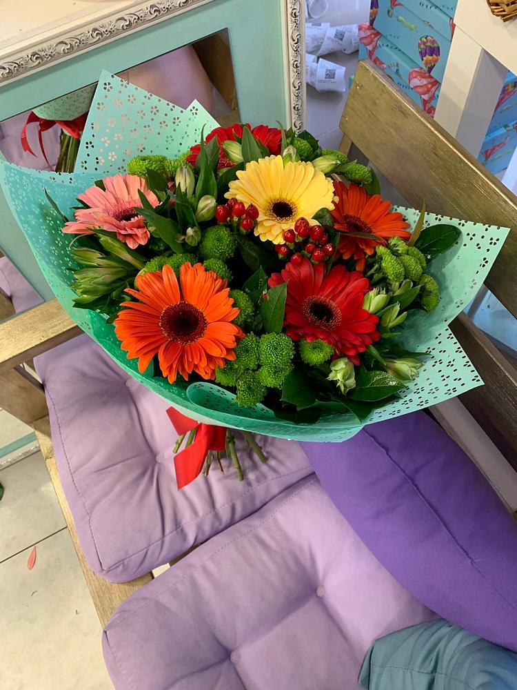 Букет цветов из: Герберы, Хризантемы и Альстромерии в Дмитриевка Уфимский район