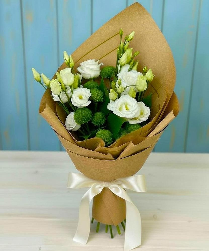 Букет цветов из: Хризантемы и Лизиантусы в Дмитриевка Уфимский район