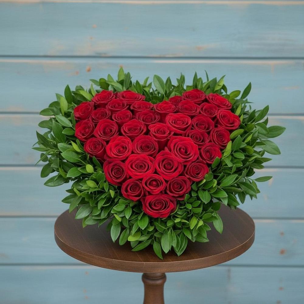 Цветочная композиция из Розы в виде сердца в Дмитриевка Уфимский район