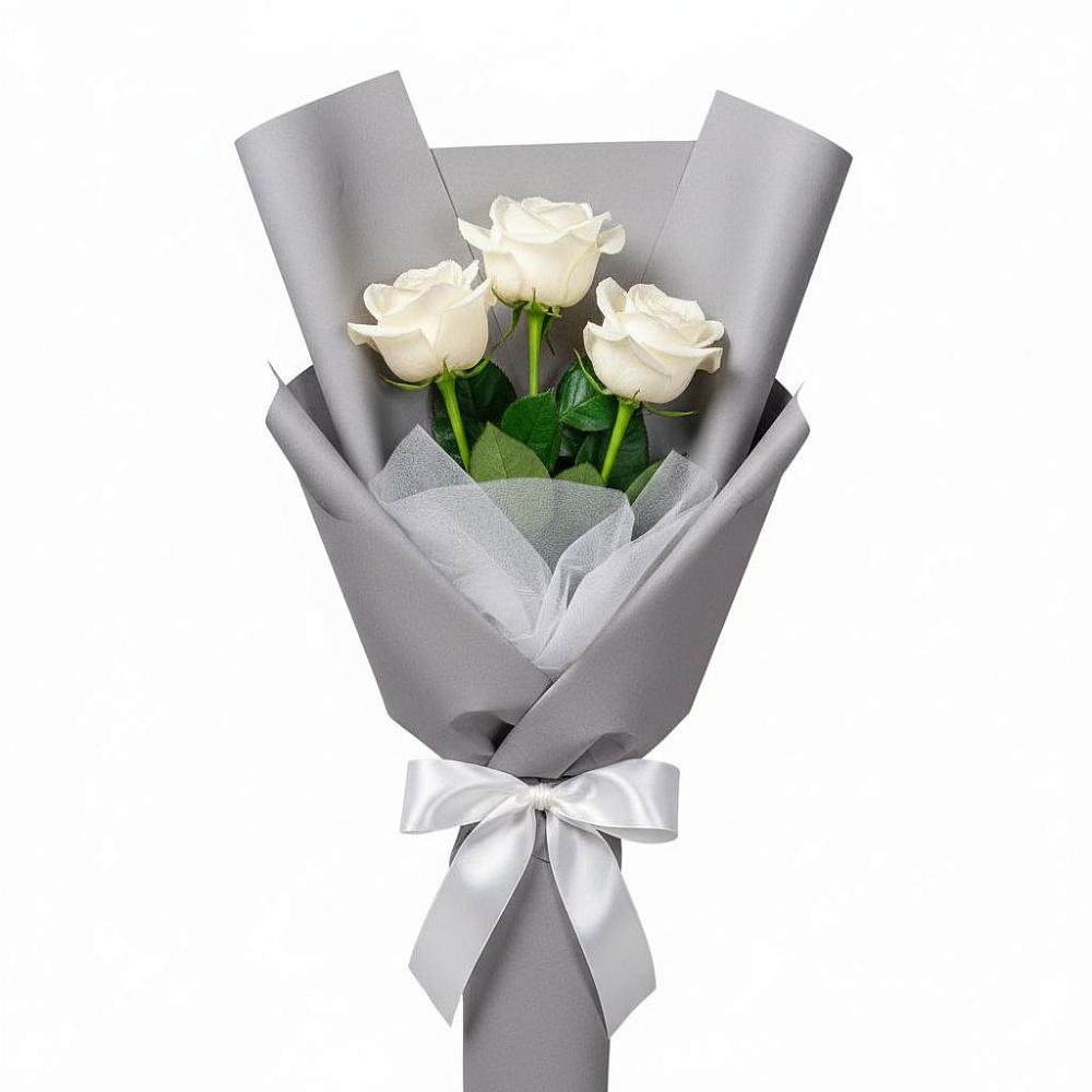 Букет 3 белые розы в Дмитриевка Уфимский район