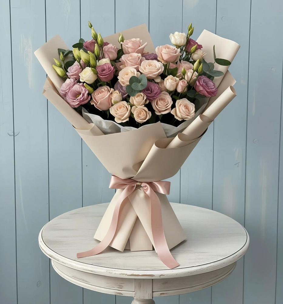 Букет цветов из: Розы и Лизиантусы в Дмитриевка Уфимский район