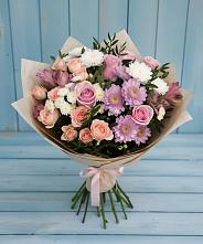 Букет цветов из:  Хризантемы, Розы и Альстромерии в Дмитриевка Уфимский район