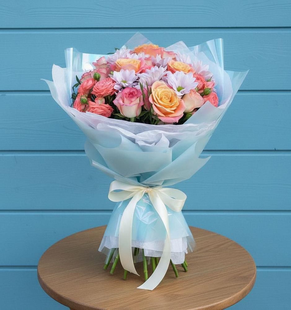 Букет цветов из: Хризантемы и Розы в Дмитриевка Уфимский район