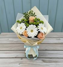 Букет цветов из:  Герберы, Розы и Хризантемы в Дмитриевка Уфимский район