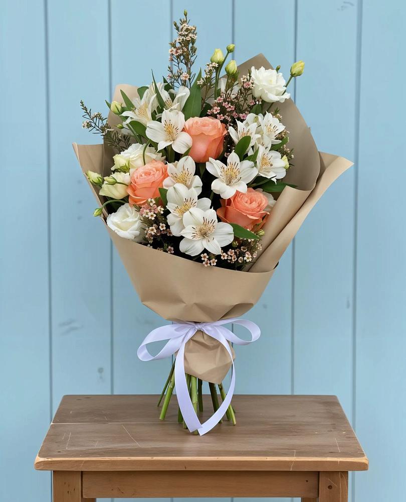 Букет цветов из: Альстромерии, Лизиантусы, Розы и Хризантемы в Дмитриевка Уфимский район