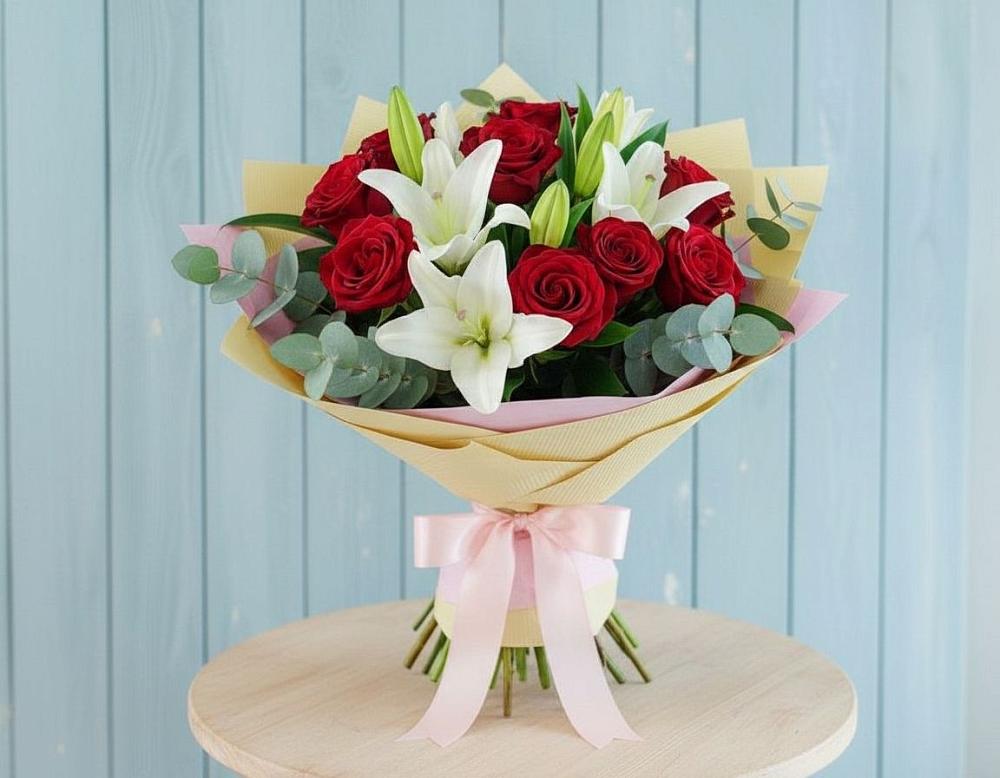 Букет цветов из: Лилии и Розы в Дмитриевка Уфимский район